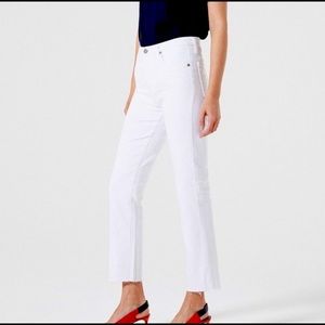 AG Adriano Goldschmied White Isabelle High Rise Straight Crop Jeans